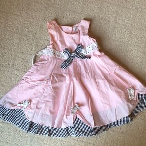 Maggie & Zoe pink, black/white gingham, Easter Dress. 2T